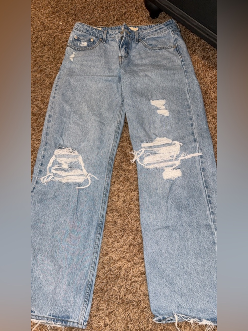 Levi's Light Blue Distressed Straight-Leg Jeans